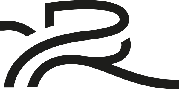 Un logo noir stylisé de Champagne de la Renaissance apparaît sur fond blanc, avec un tracé moderne et épuré pour la maison champenoise familiale.